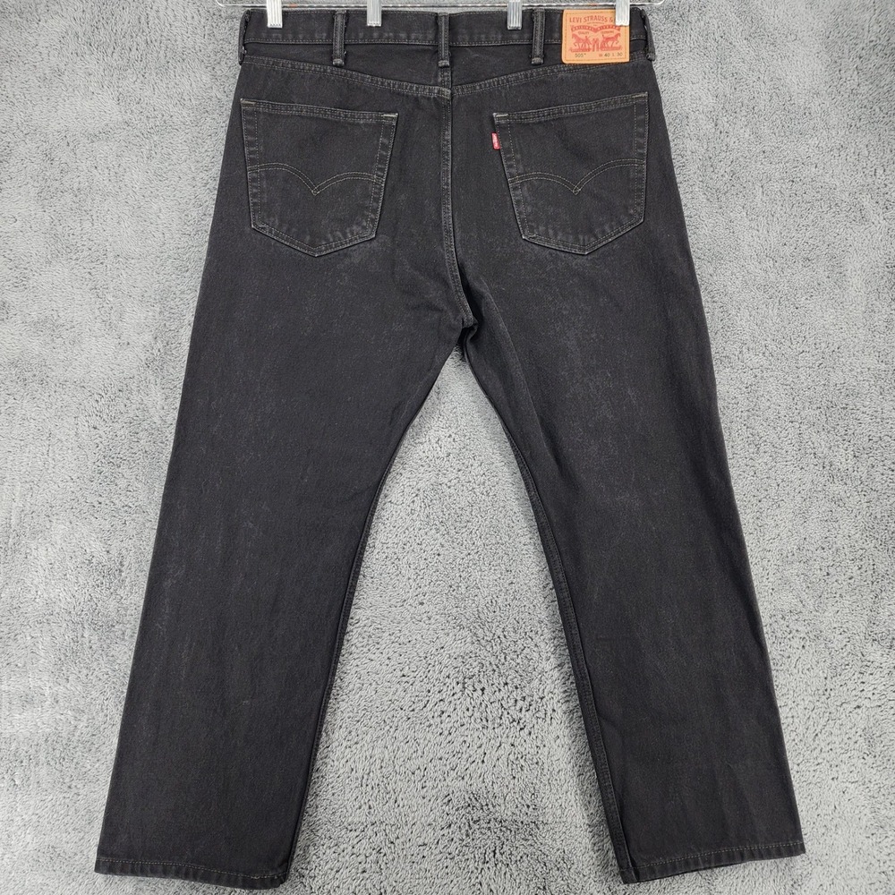 Levis 505 Jeans Mens 40x30 Black Wash Rigid Denim Straight Non Stretch Red Tab‎